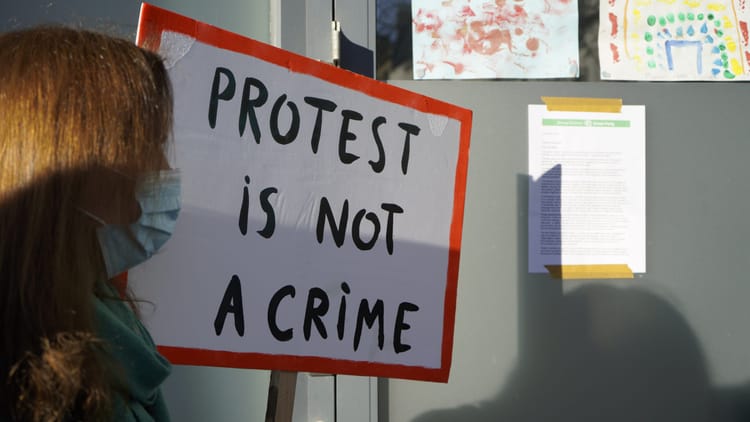 Protest against Policing Bill held outside Stroud MP's office